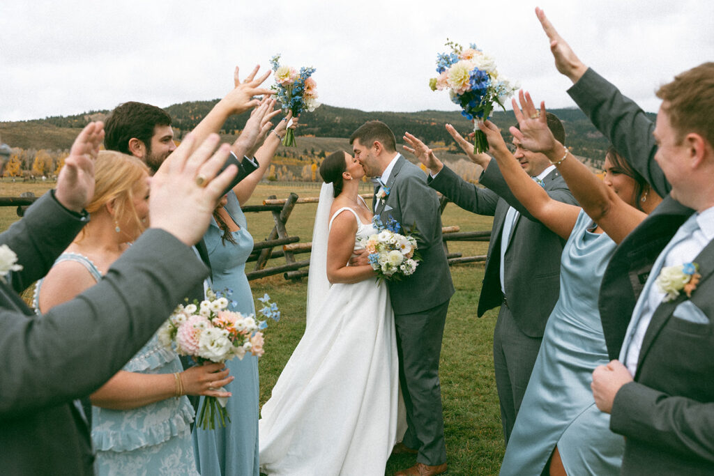 Bridal party at Diamond Cross Ranch wedding in Jackson, Wyoming